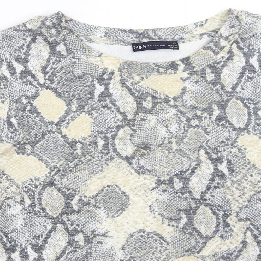 Marks and Spencer Womens Grey Animal Print  Pullover Jumper Size 14