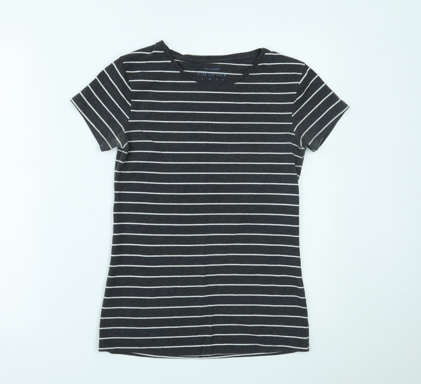 Primark Womens Grey Striped  Basic T-Shirt Size 10
