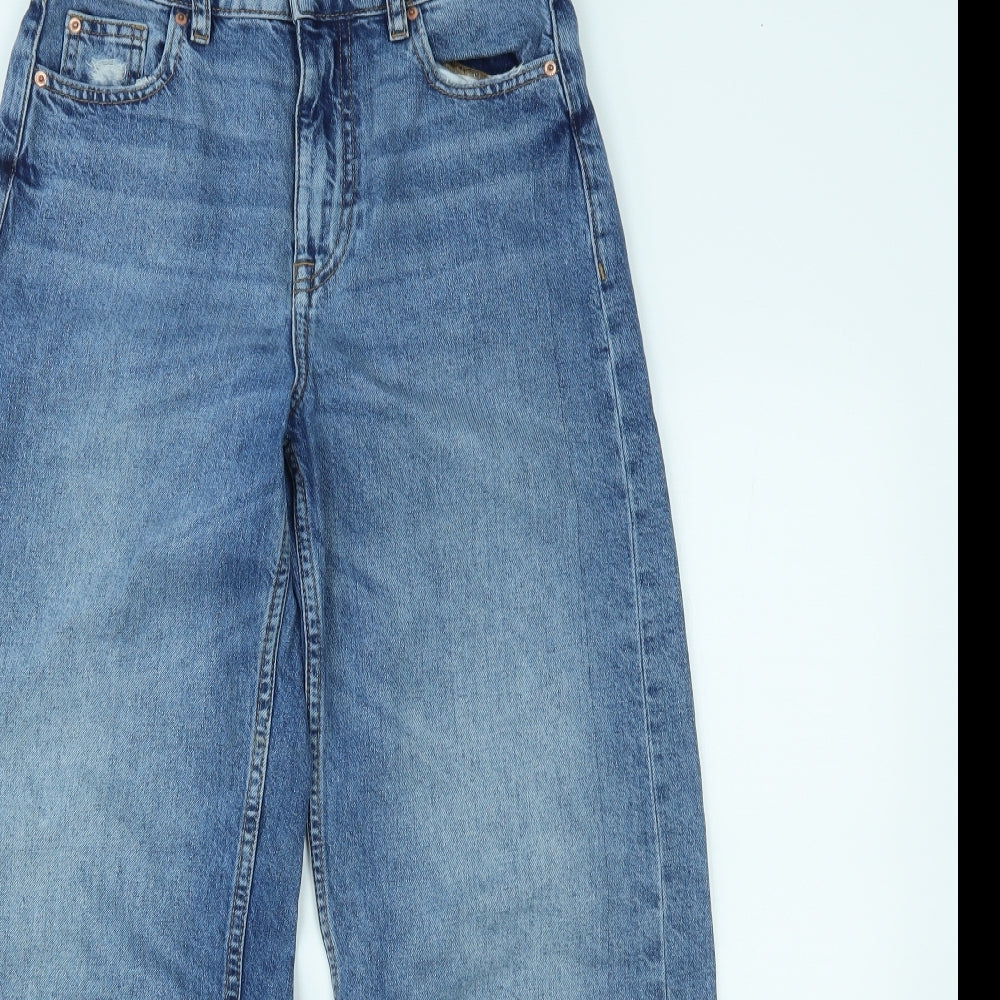 Primark Womens Blue  Denim Wide-Leg Jeans Size 8 L27 in