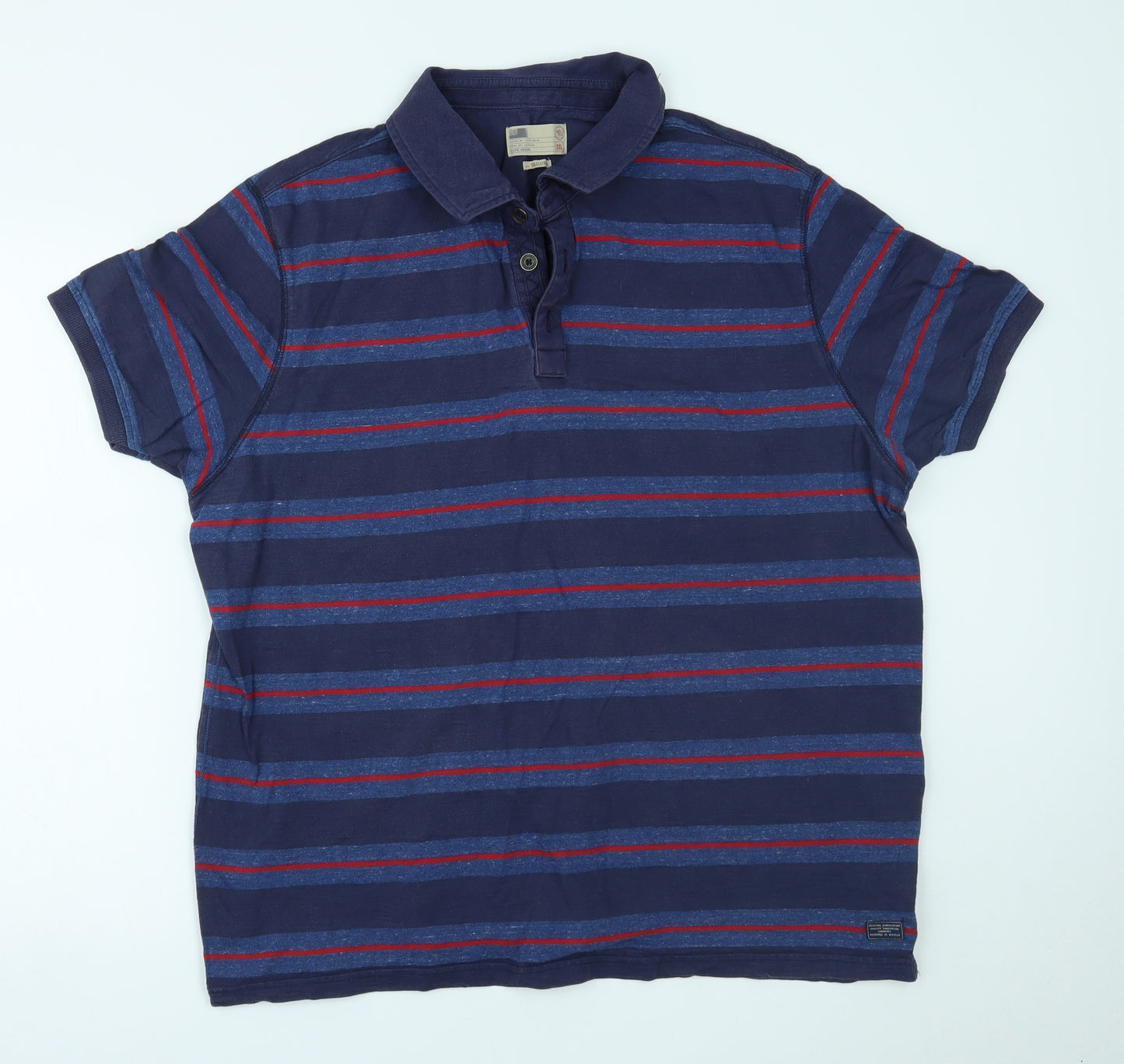 Marks and Spencer Mens Blue Striped   Polo Size 2XL