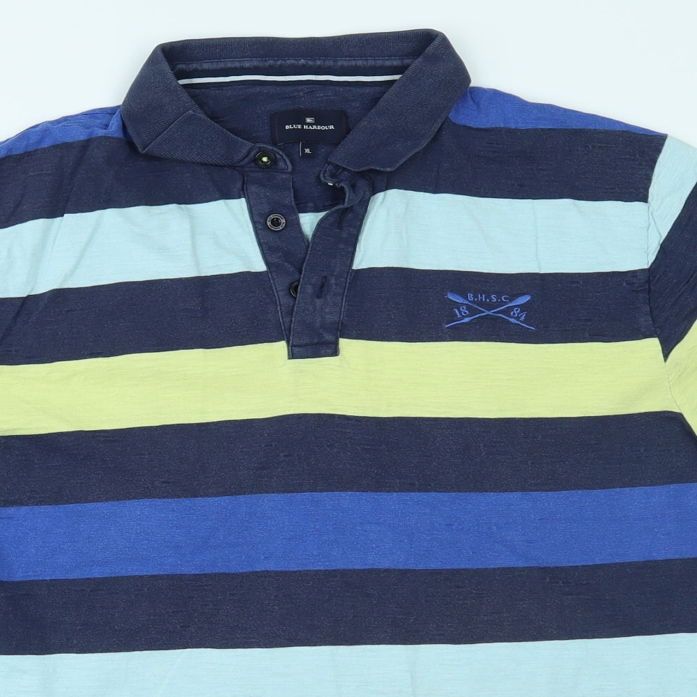 Marks and Spencer Mens Blue Striped   Polo Size XL