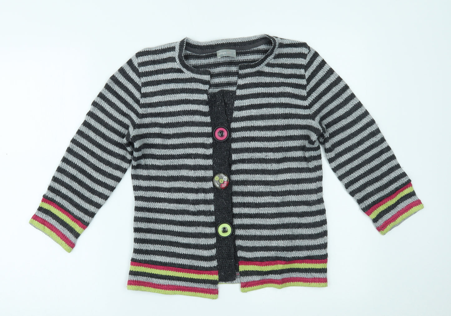 Per Una Womens Grey Striped  Cardigan Jumper Size S