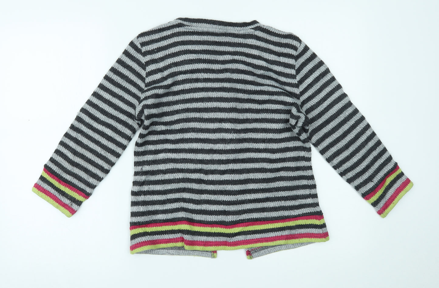 Per Una Womens Grey Striped  Cardigan Jumper Size S