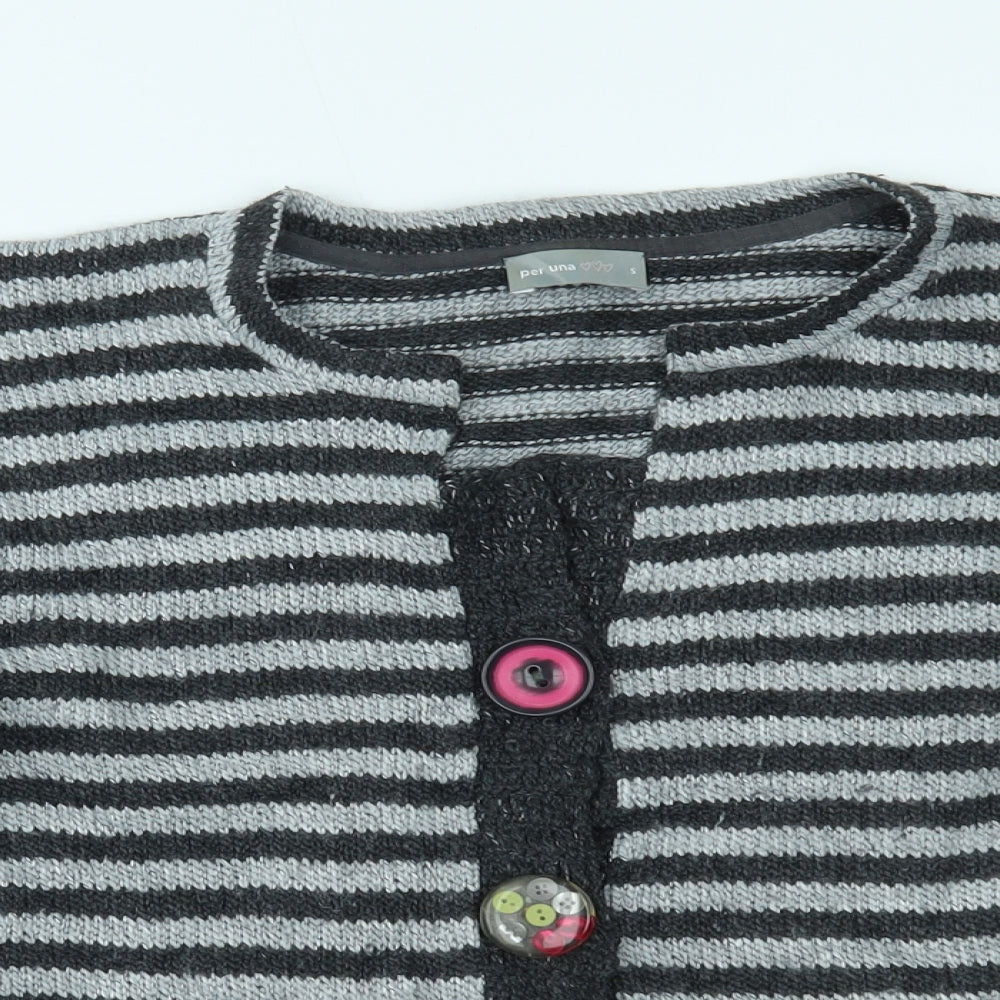 Per Una Womens Grey Striped  Cardigan Jumper Size S