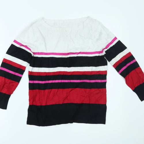 M&Co Womens Multicoloured Striped  Basic Blouse Size 12