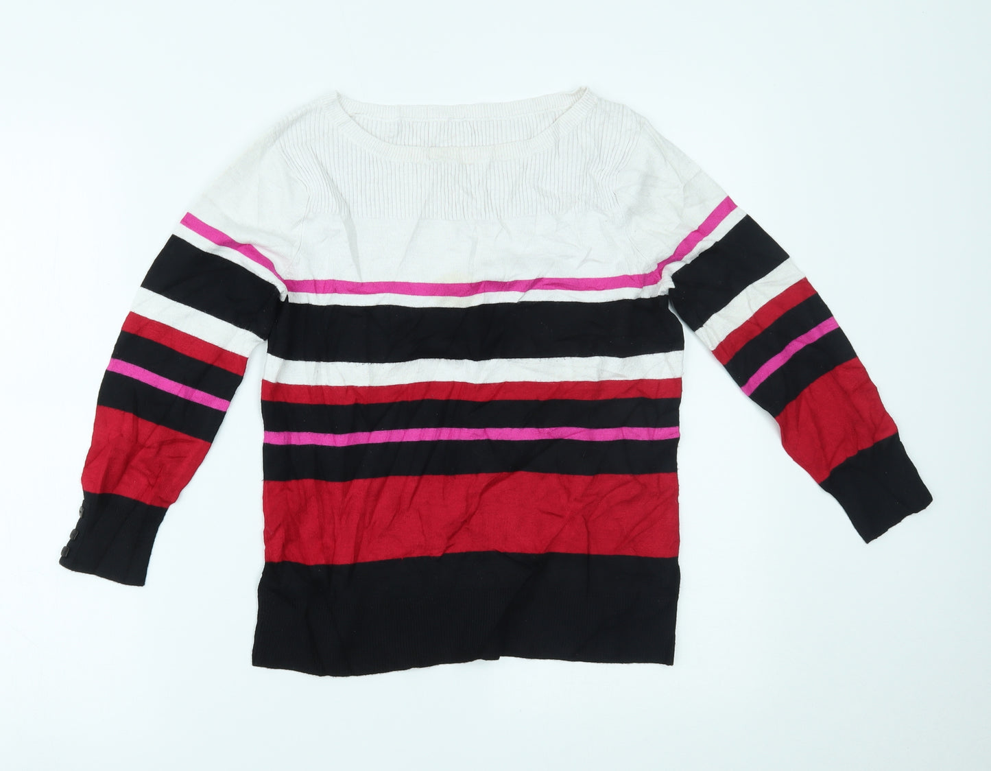 M&Co Womens Multicoloured Striped  Basic Blouse Size 12