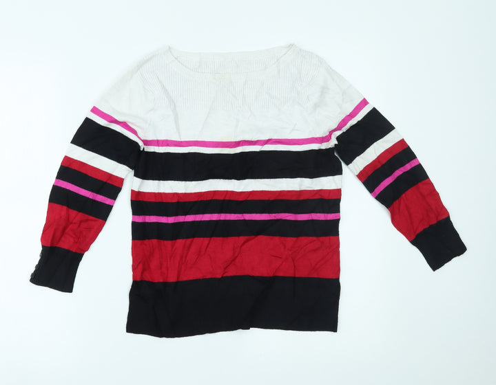 M&Co Womens Multicoloured Striped  Basic Blouse Size 12