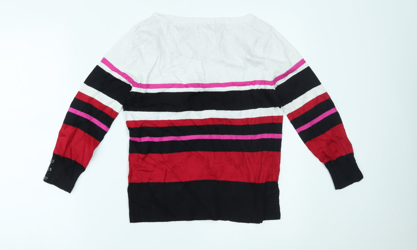 M&Co Womens Multicoloured Striped  Basic Blouse Size 12