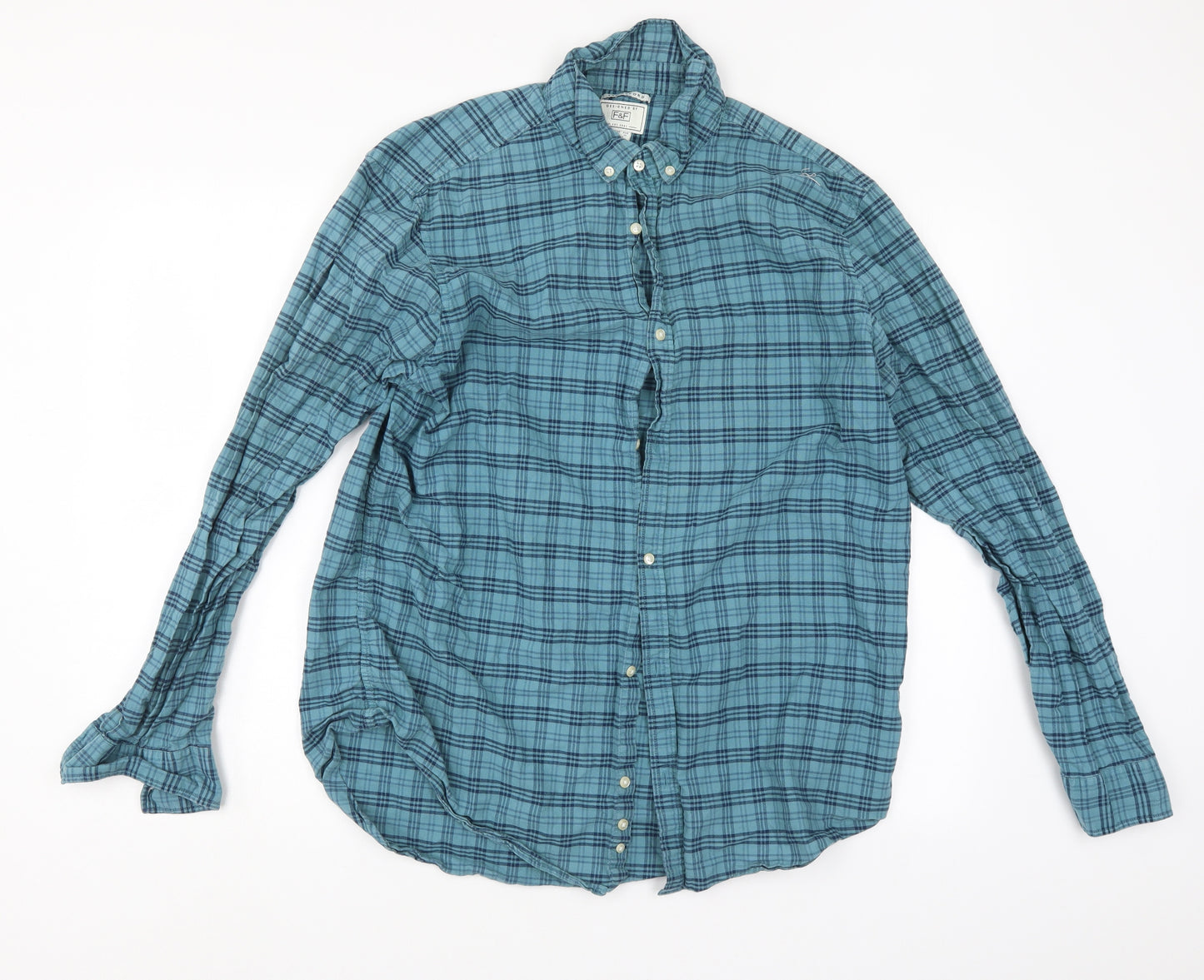 F&F Mens Green Plaid   Button-Up Size XL