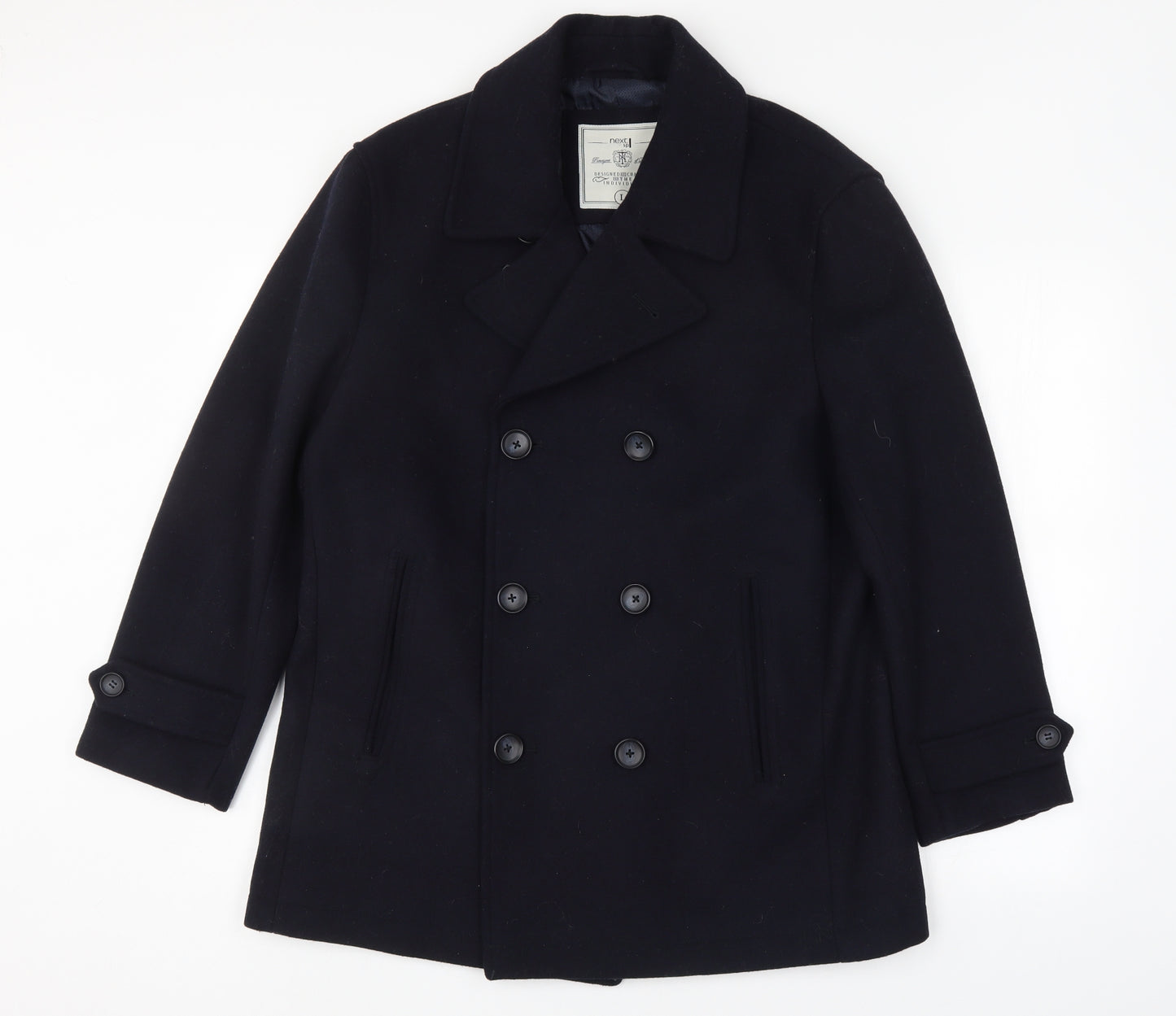 NEXT Mens Blue   Overcoat Coat Size L