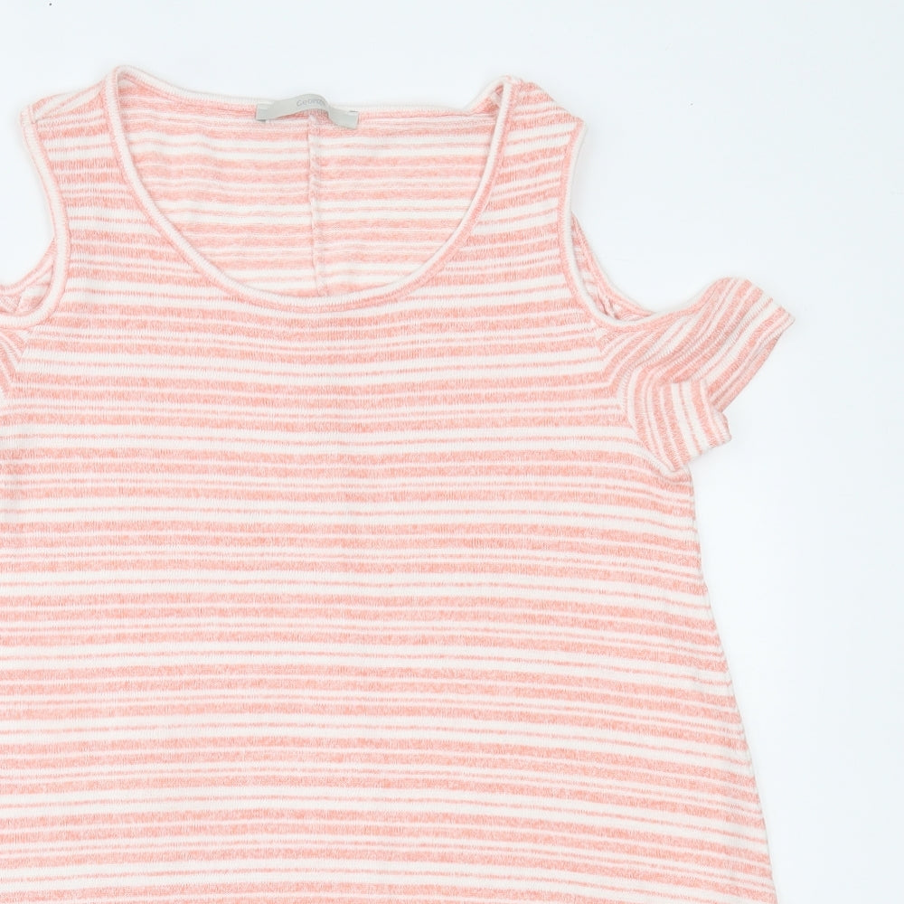 George Womens Pink Striped  Basic Blouse Size 12