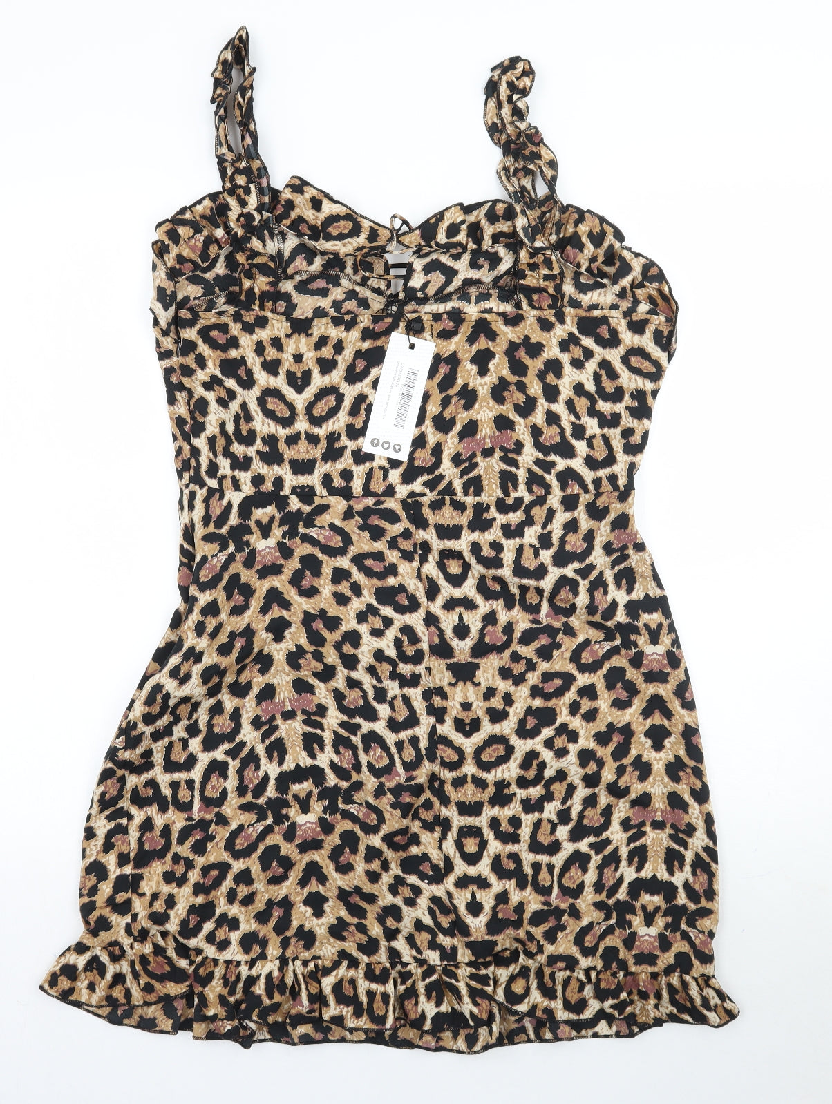 Boohoo Womens Brown Animal Print  A-Line  Size 14