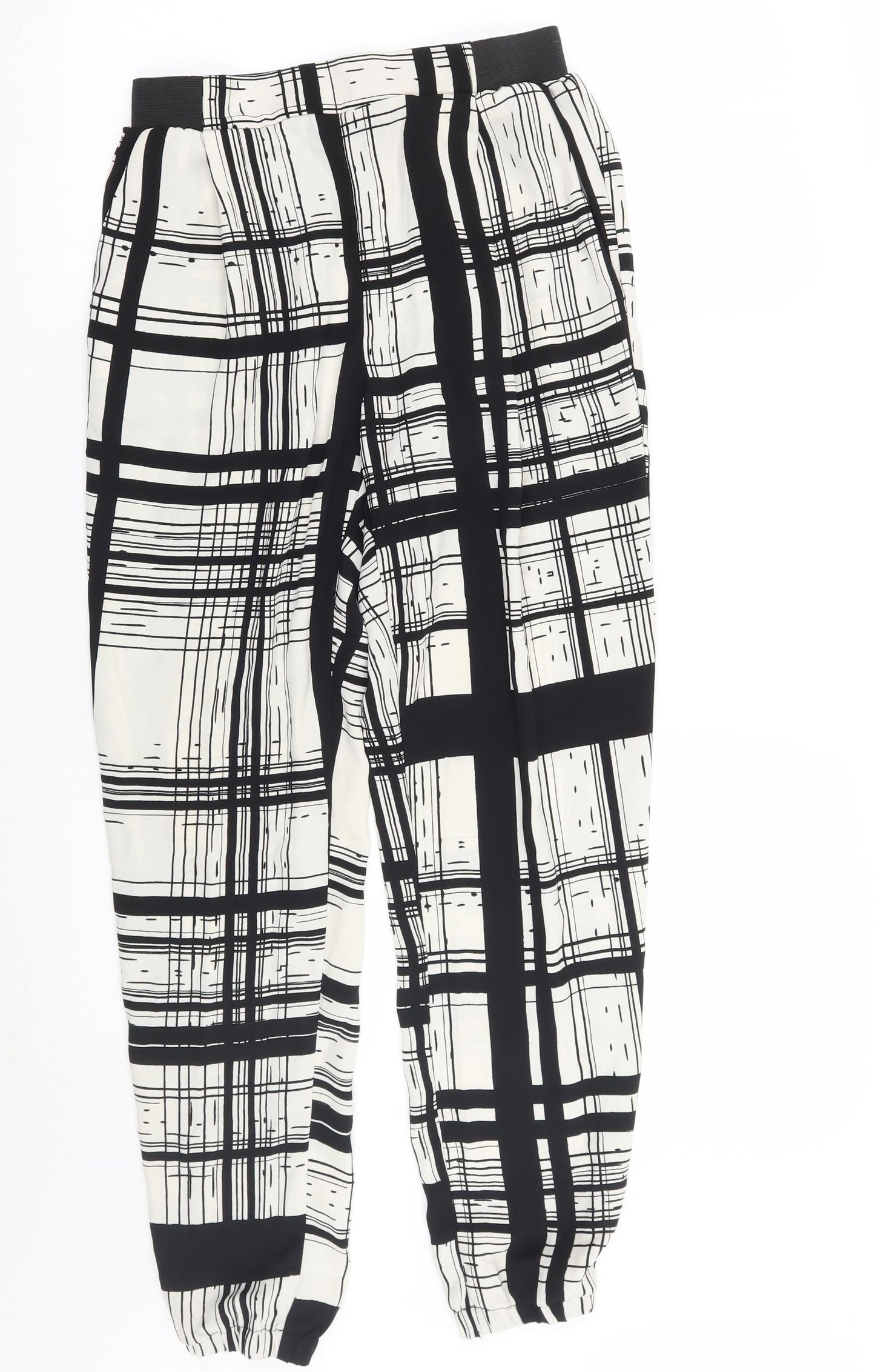 River Island Womens White Check  Trousers  Size 8 L28 in