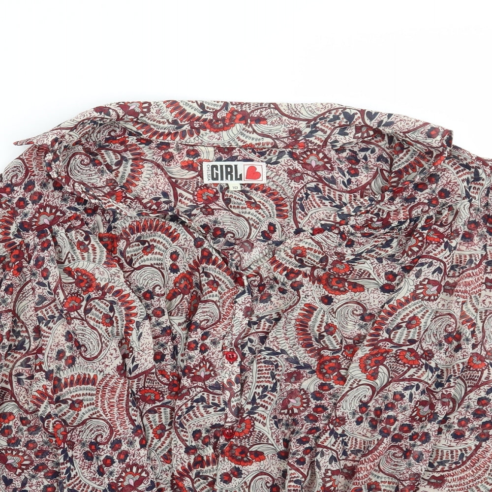 Chelsea girl Womens Beige Floral  Basic Blouse Size 10