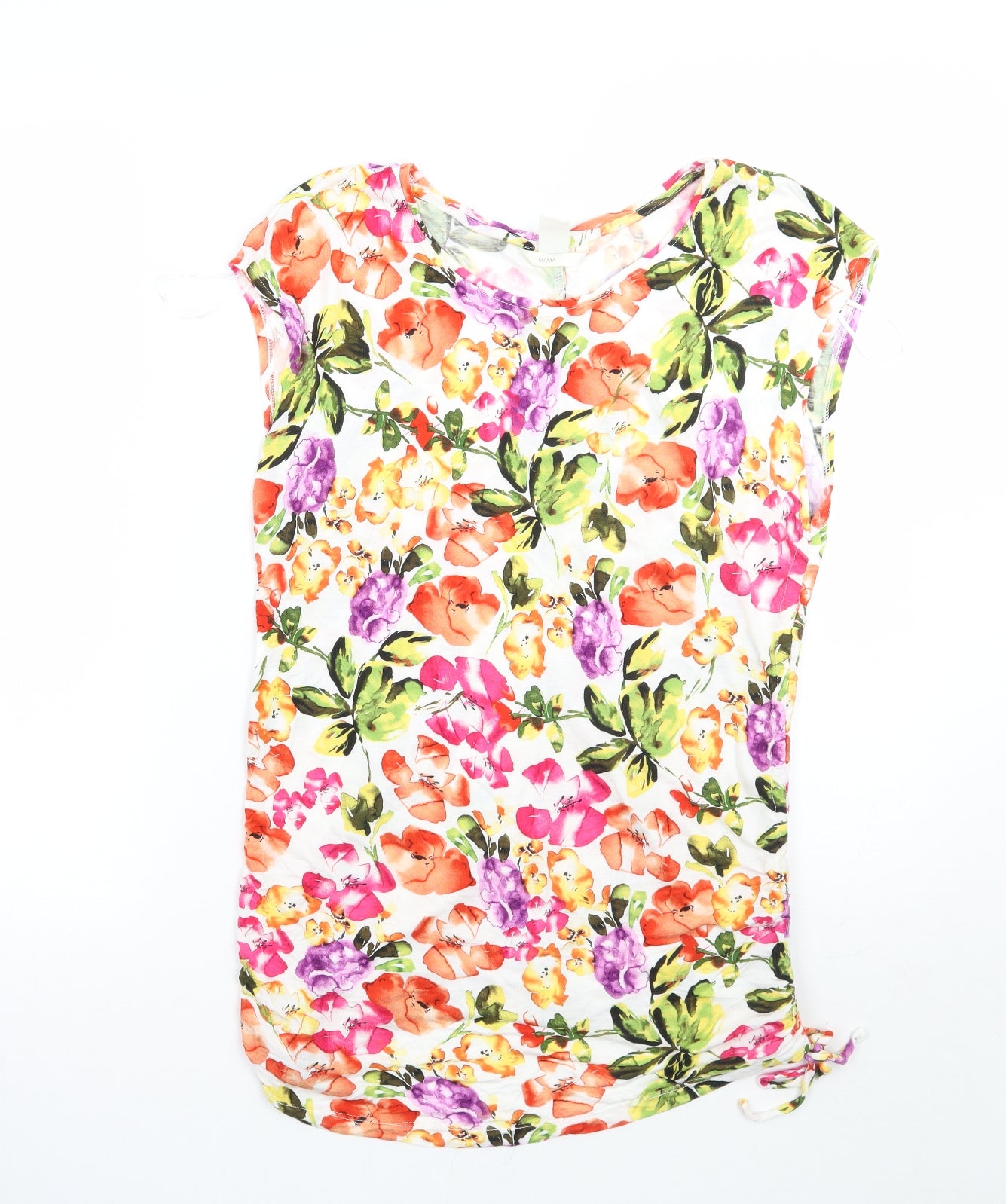 H&M Womens White Floral  Basic T-Shirt Size M