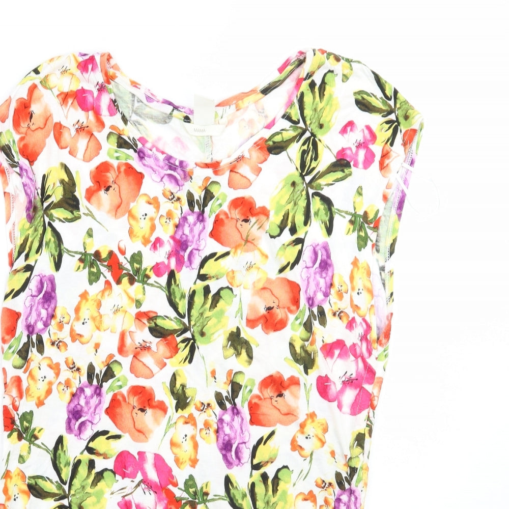 H&M Womens White Floral  Basic T-Shirt Size M