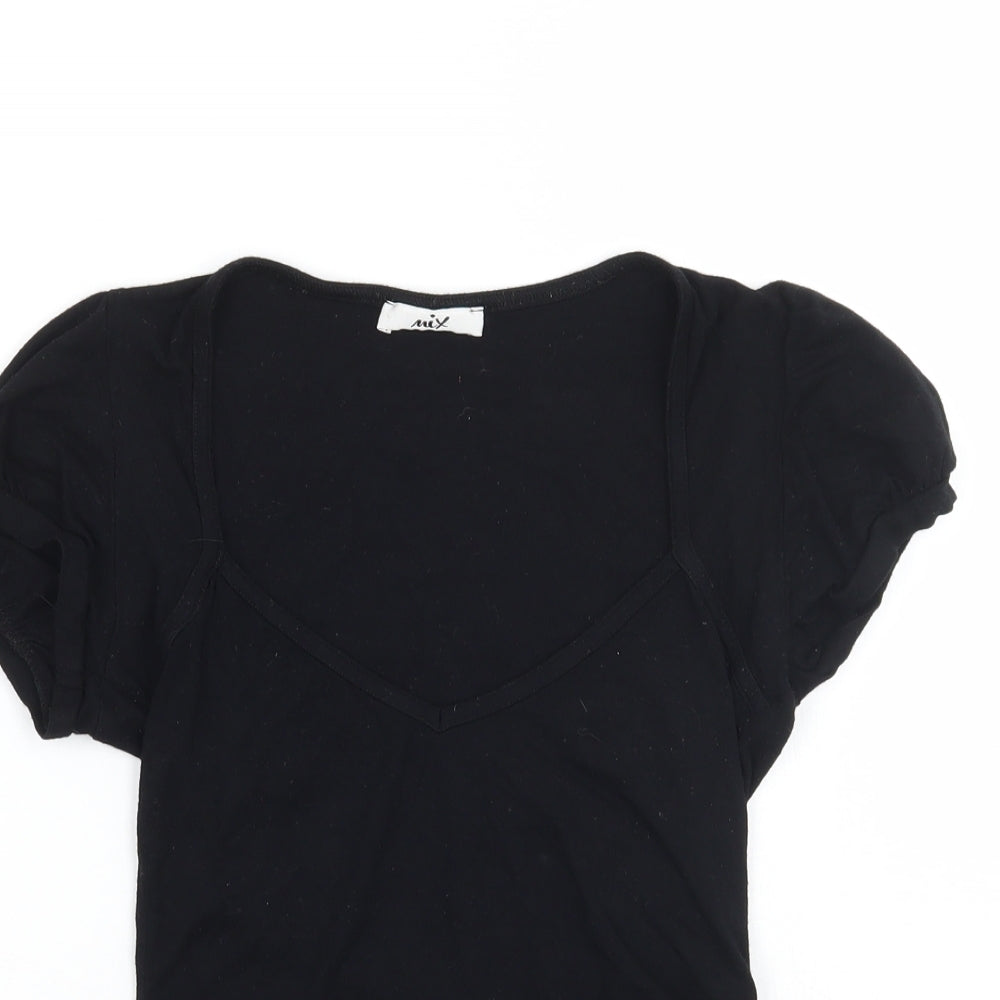 Mix Womens Black   Basic T-Shirt Size 8