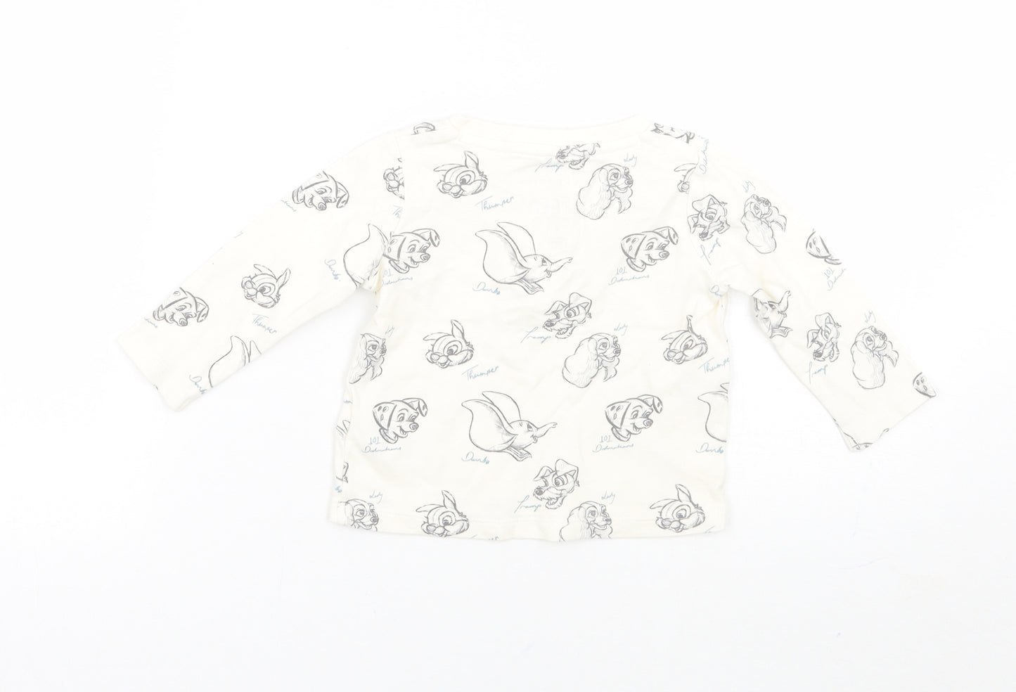 Fred & flo Girls Ivory Animal Print  Basic T-Shirt Size 6-9 Months  - Disney