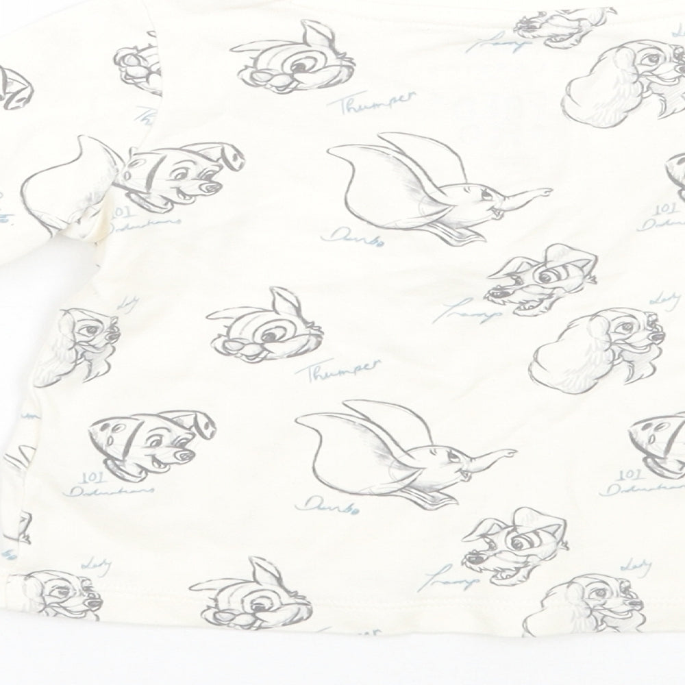 Fred & flo Girls Ivory Animal Print  Basic T-Shirt Size 6-9 Months  - Disney