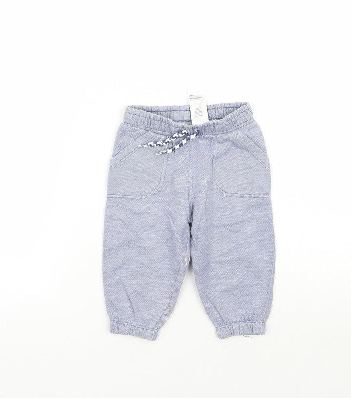 F&F Boys Blue Striped Sweatpants Trousers Size 6-9 Months