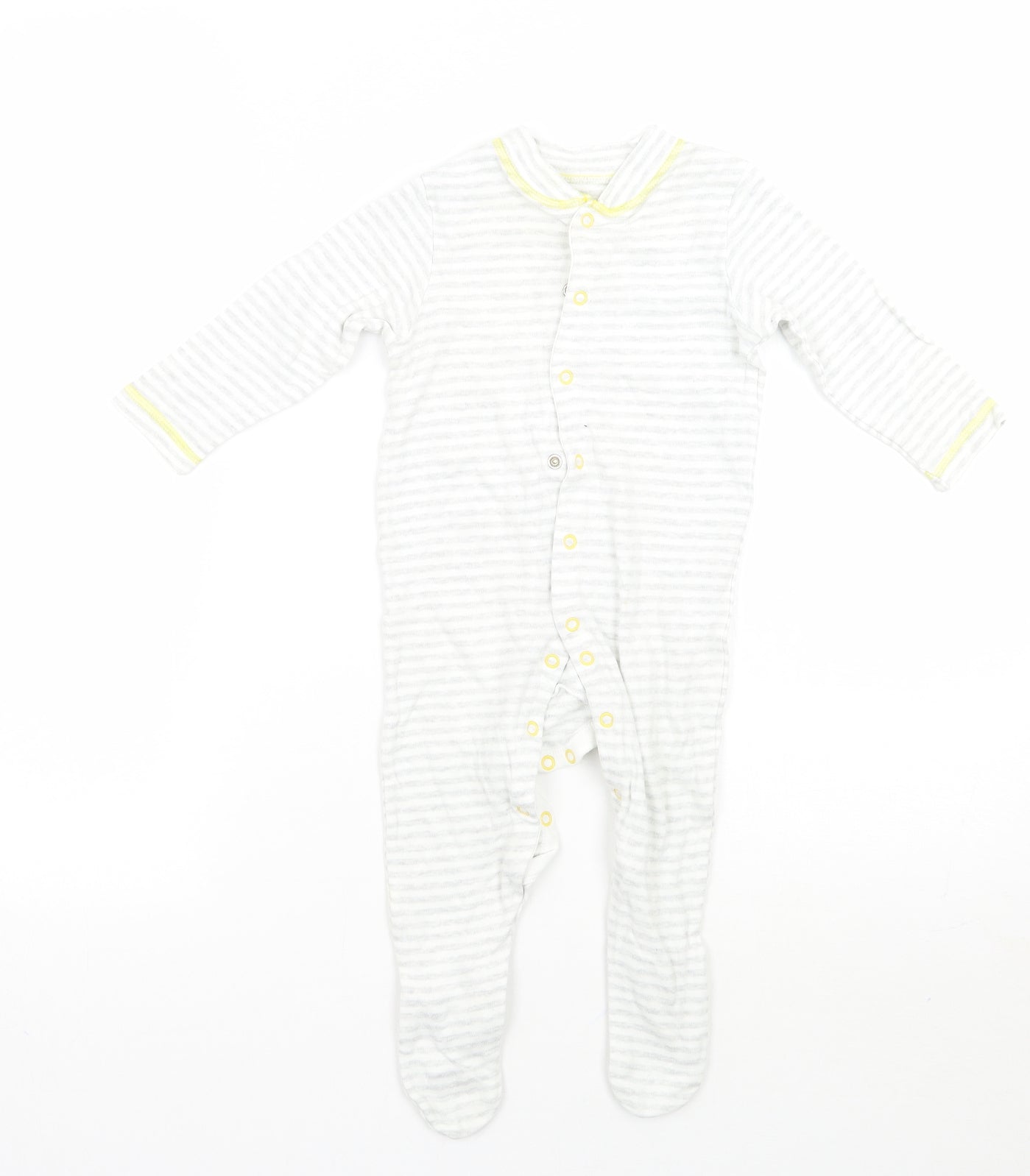 John Lewis Baby Grey Striped  Babygrow One-Piece Size 6-9 Months