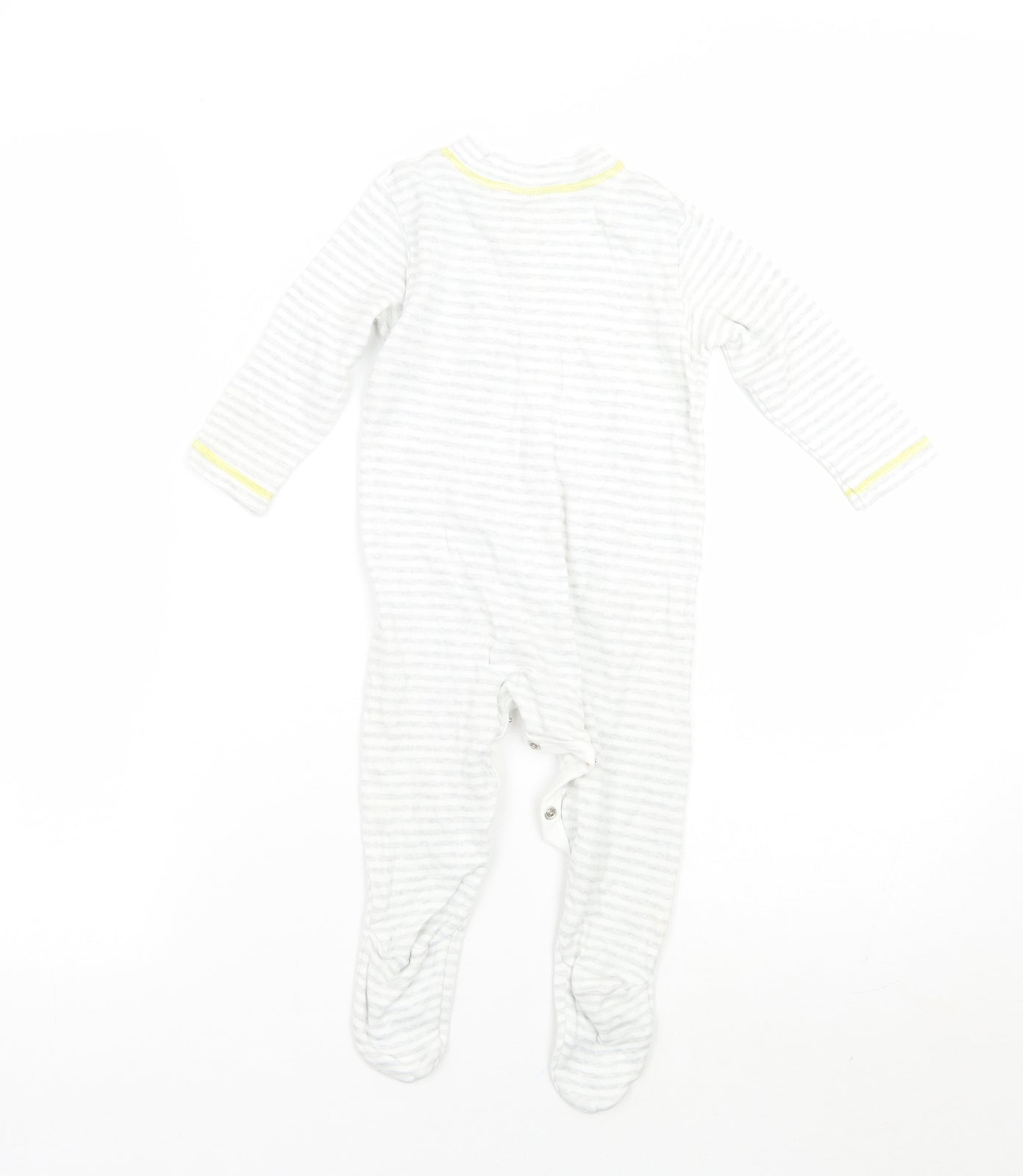 John Lewis Baby Grey Striped  Babygrow One-Piece Size 6-9 Months