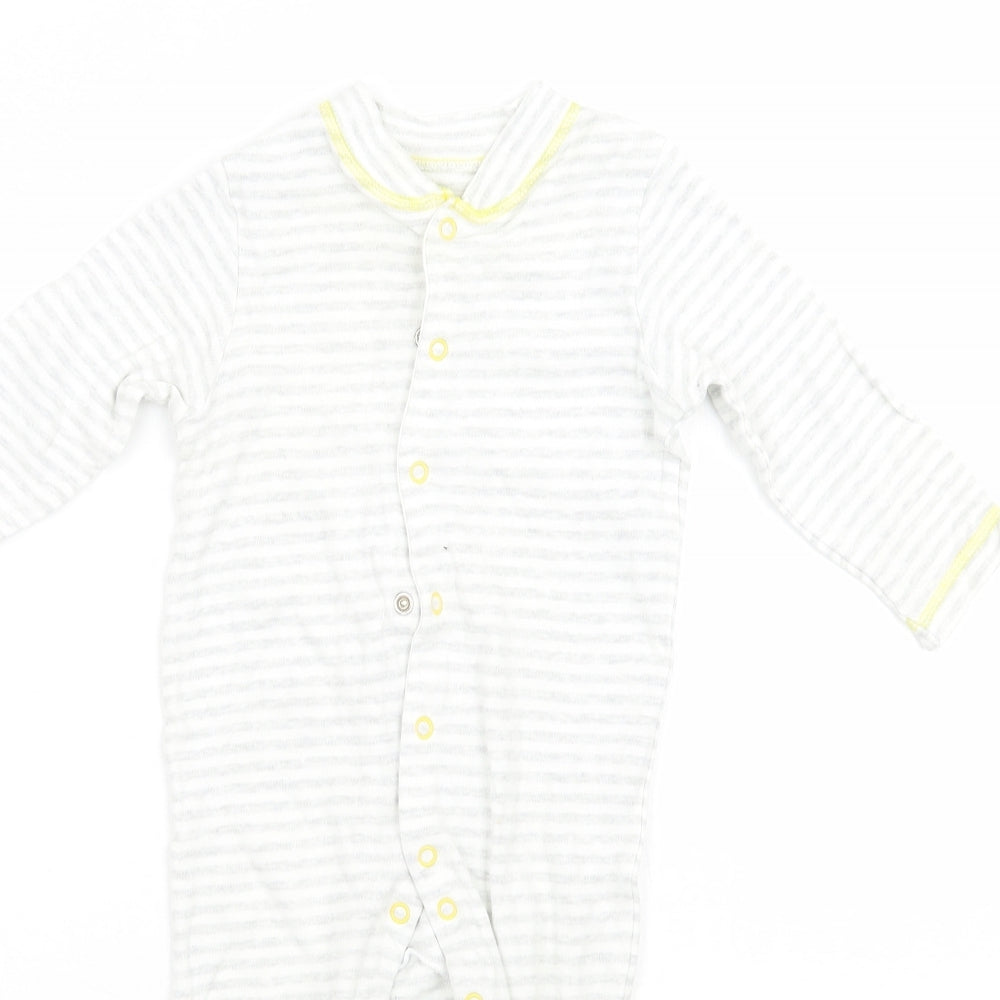 John Lewis Baby Grey Striped  Babygrow One-Piece Size 6-9 Months