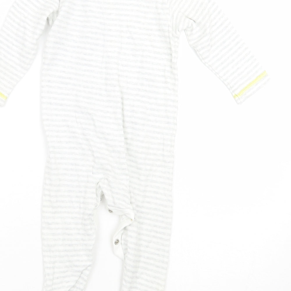 John Lewis Baby Grey Striped  Babygrow One-Piece Size 6-9 Months