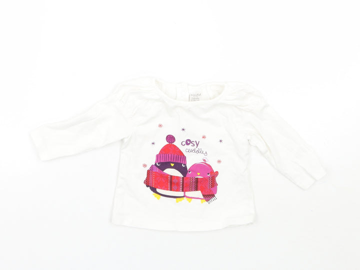 Mini Club Girls White Geometric  Basic T-Shirt Size 3-6 Months