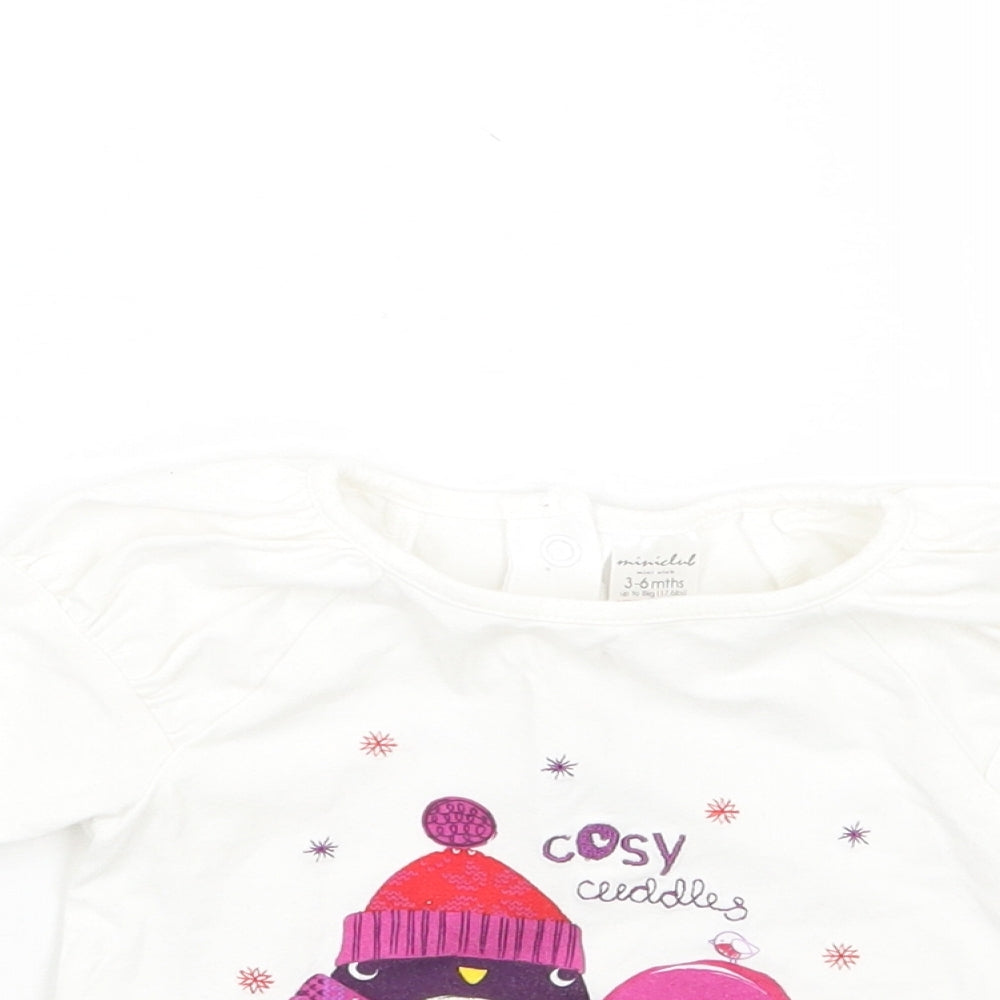 Mini Club Girls White Geometric  Basic T-Shirt Size 3-6 Months