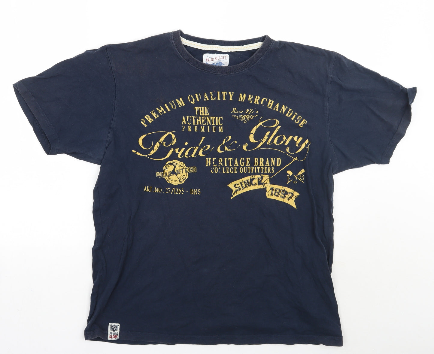 Pride & Glory Mens Blue    T-Shirt Size L