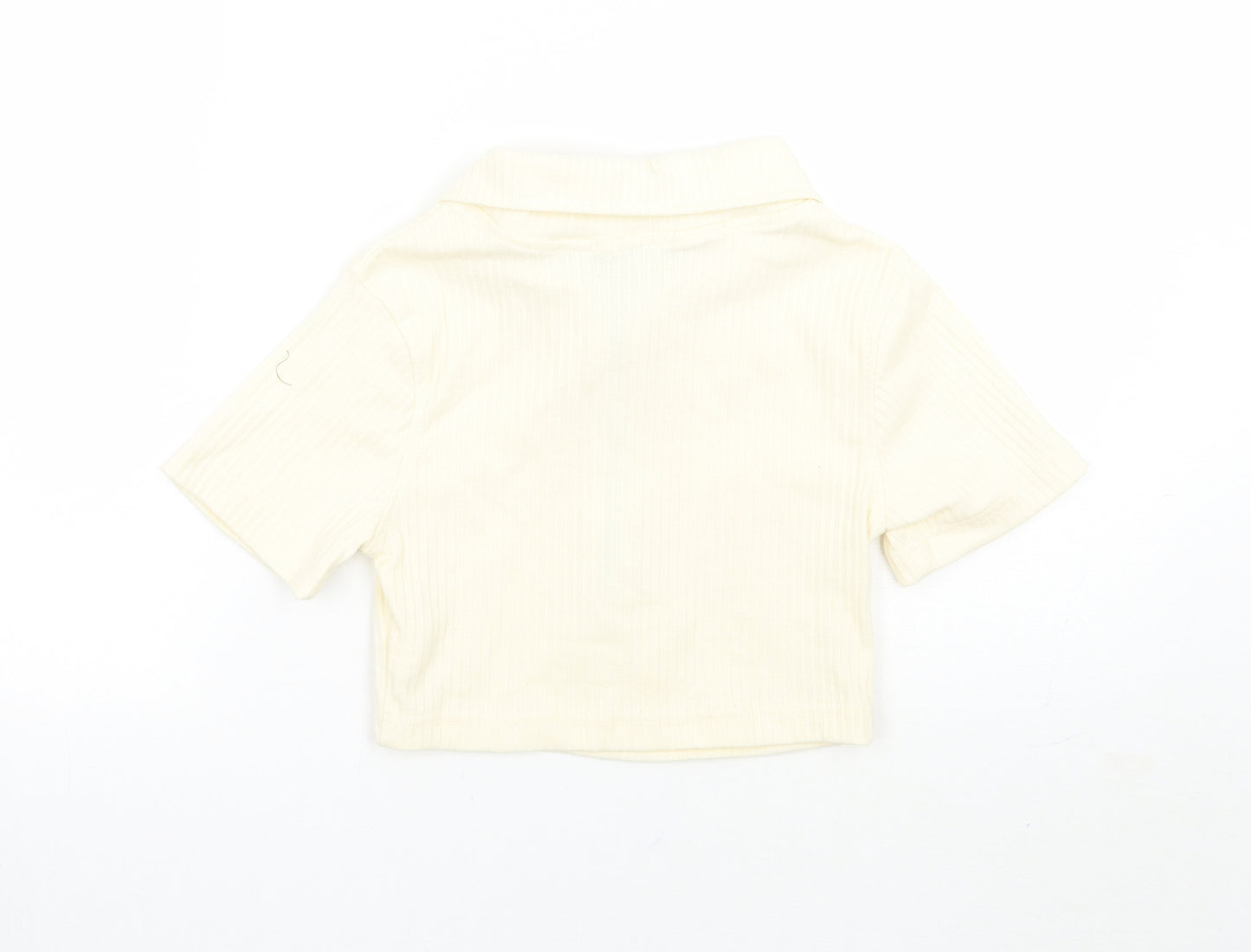 PRETTYLITTLETHING Womens Ivory   Cropped T-Shirt Size 6