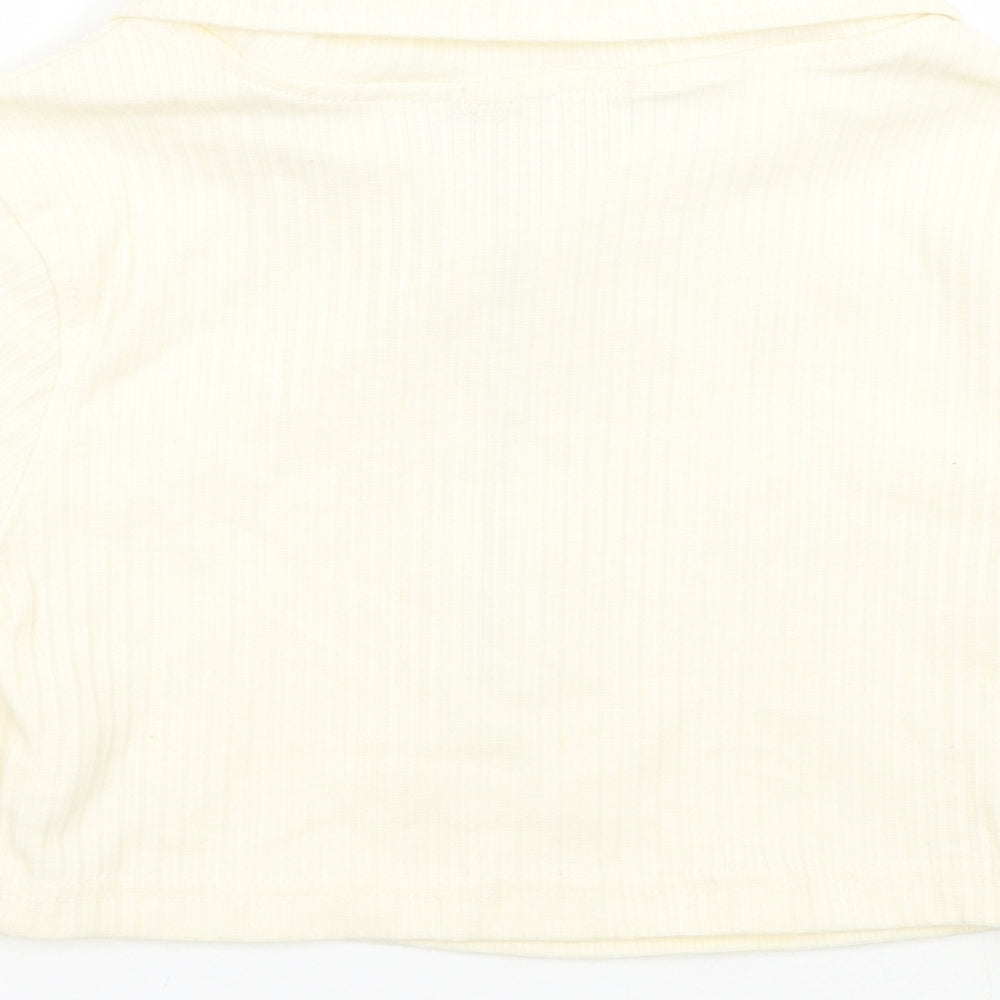 PRETTYLITTLETHING Womens Ivory   Cropped T-Shirt Size 6