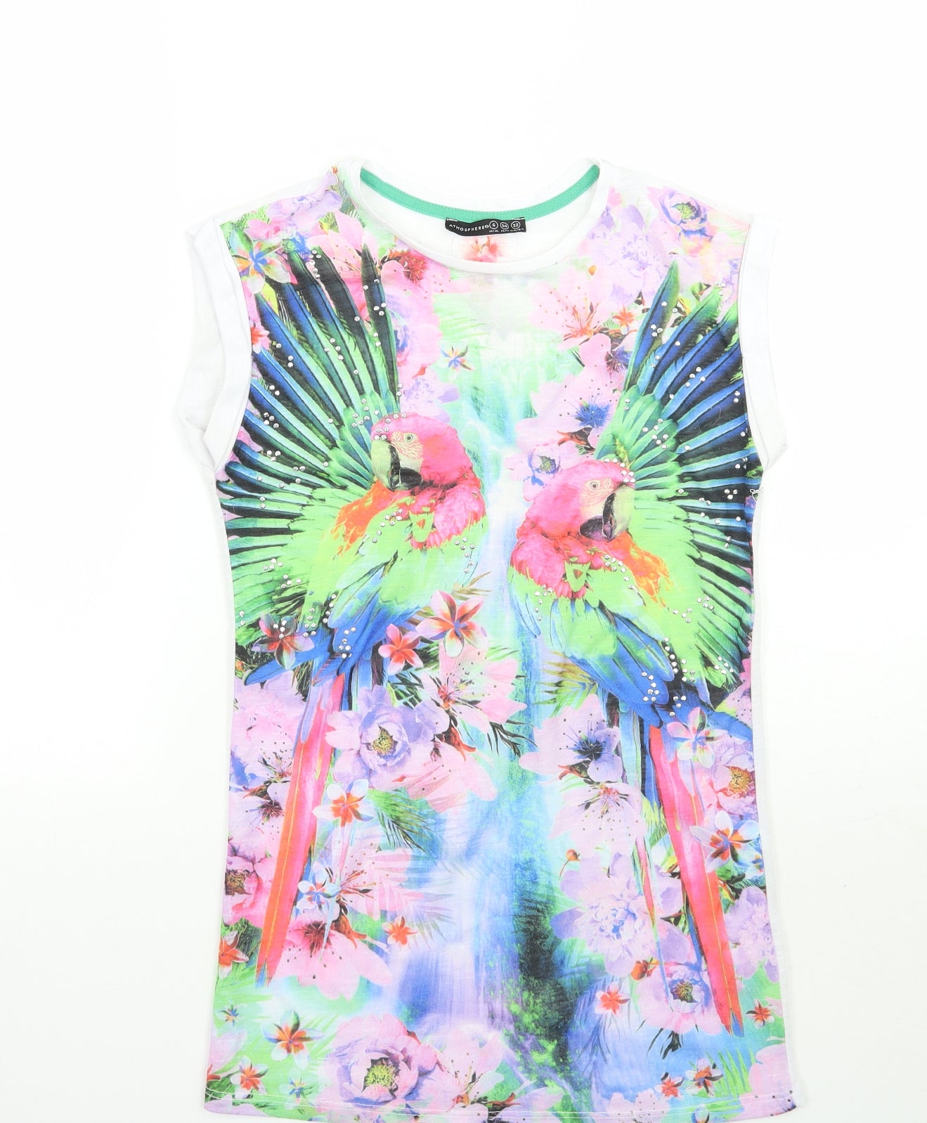 Primark Womens Green Floral  Basic T-Shirt Size 6