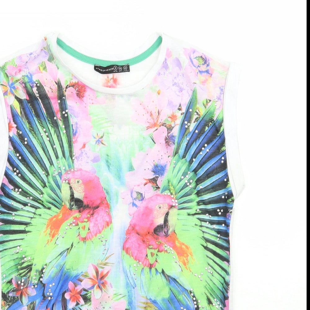 Primark Womens Green Floral  Basic T-Shirt Size 6