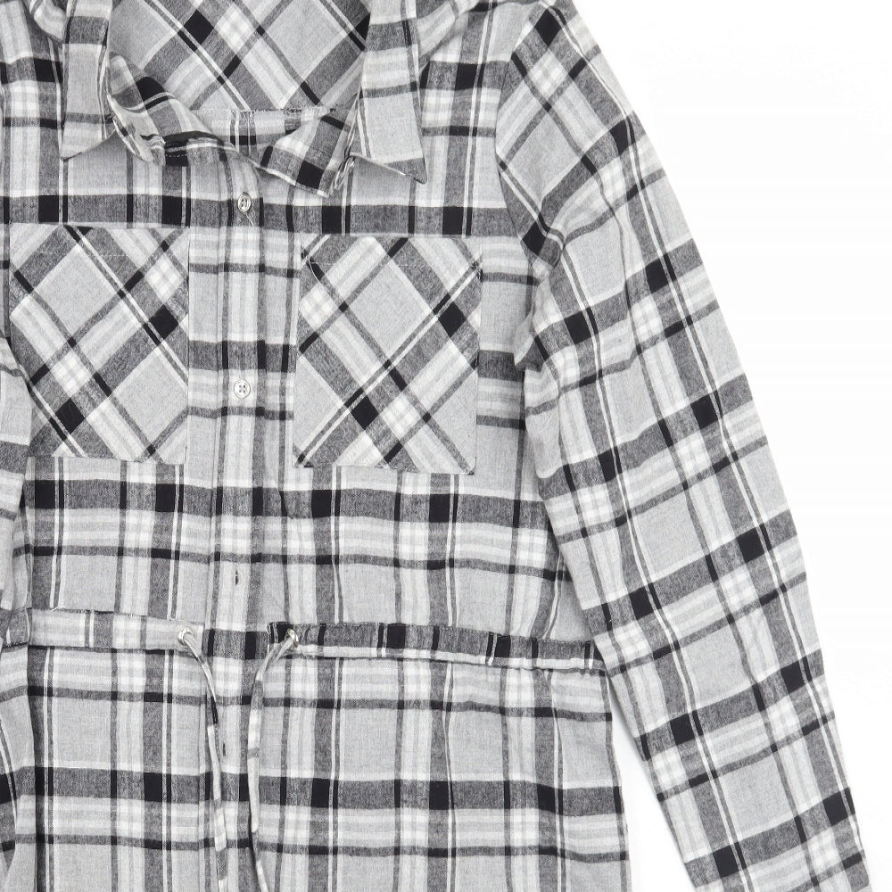Primark Womens Grey Check  Shirt Dress  Size 14
