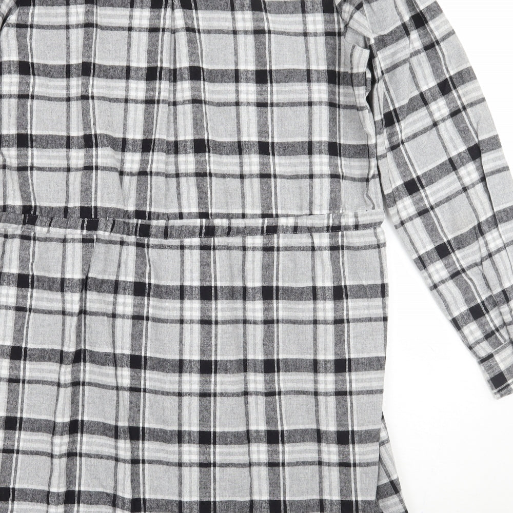 Primark Womens Grey Check  Shirt Dress  Size 14
