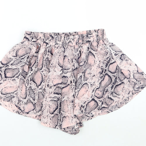 PRETTYLITTLETHING Womens Pink Animal Print  Bermuda Shorts Size 6