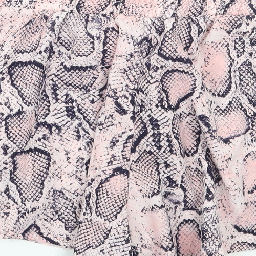 PRETTYLITTLETHING Womens Pink Animal Print  Bermuda Shorts Size 6