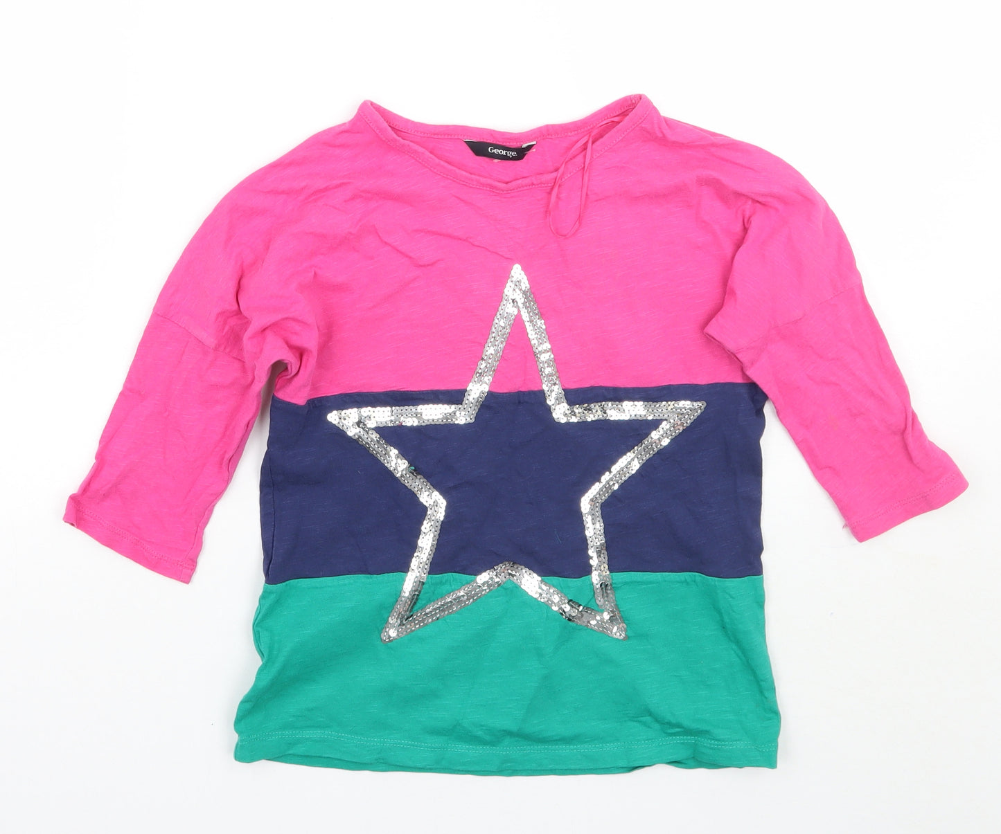 George Girls Pink   Basic T-Shirt Size 5-6 Years