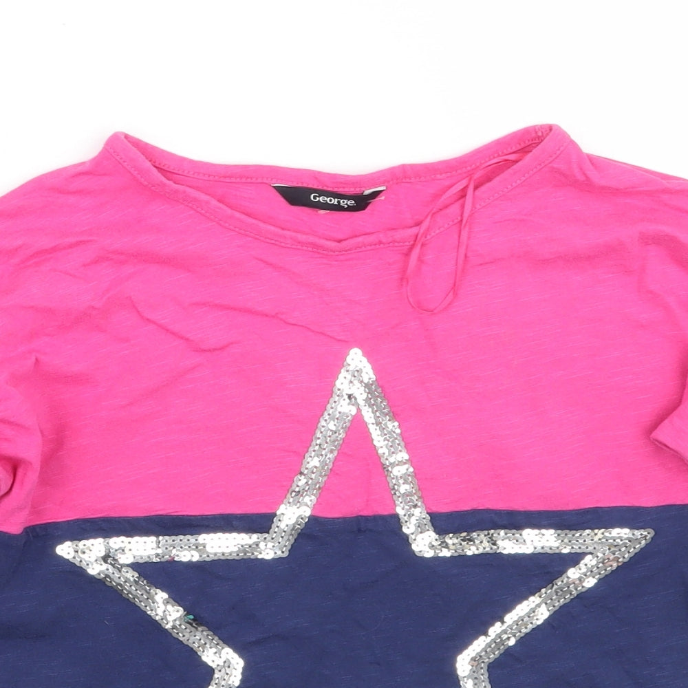 George Girls Pink   Basic T-Shirt Size 5-6 Years