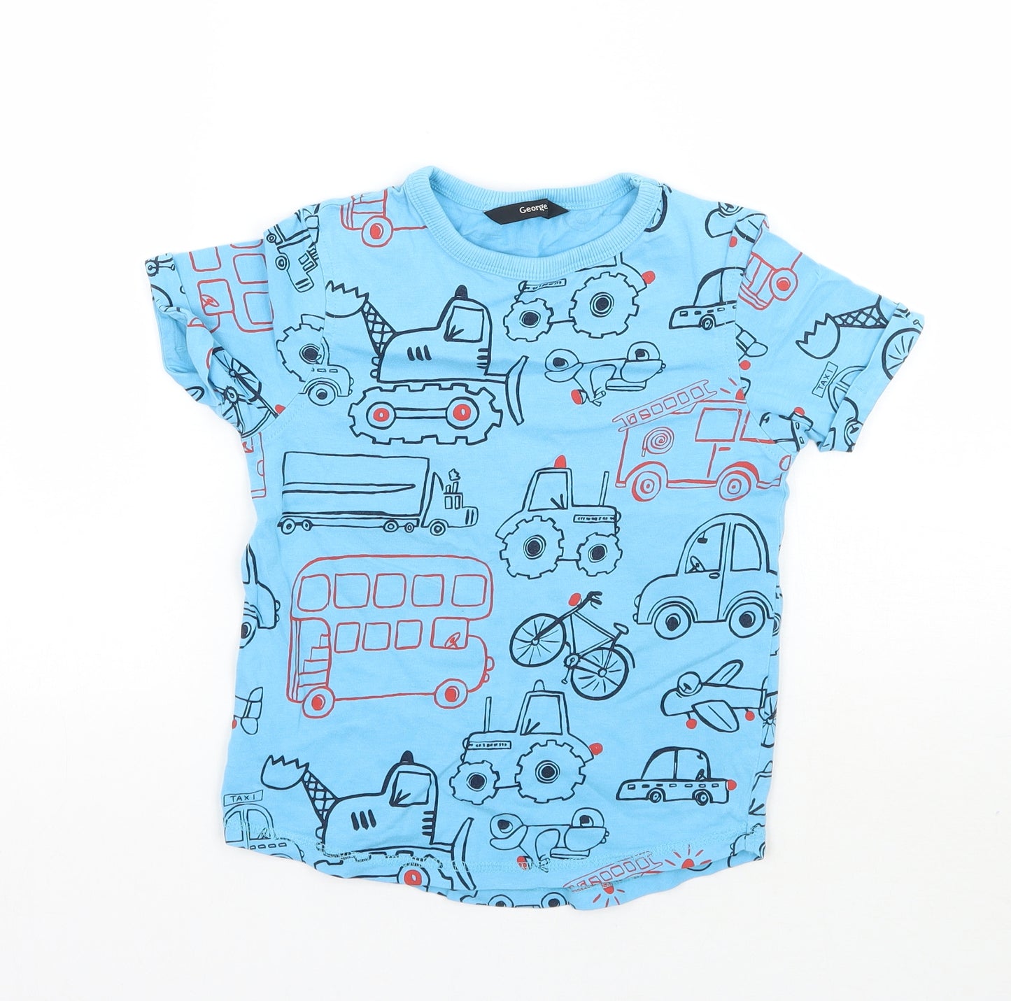 George Boys Blue Geometric  Basic T-Shirt Size 5-6 Years