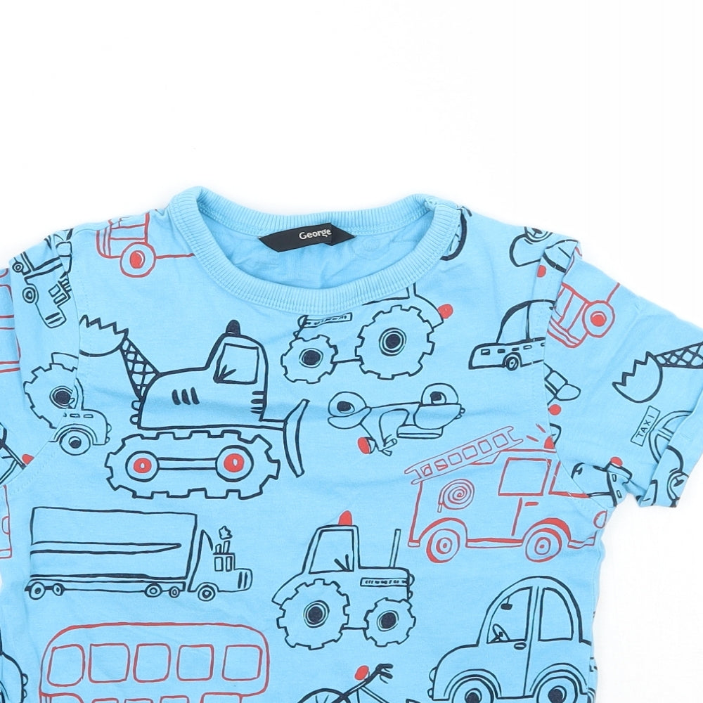 George Boys Blue Geometric  Basic T-Shirt Size 5-6 Years