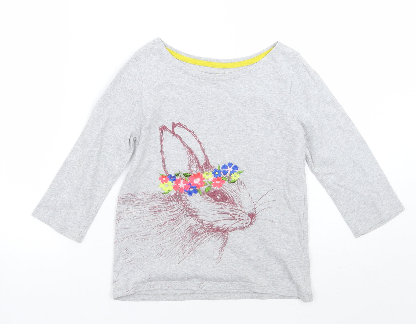 Mini Boden Girls Grey Floral  Basic T-Shirt Size 7-8 Years