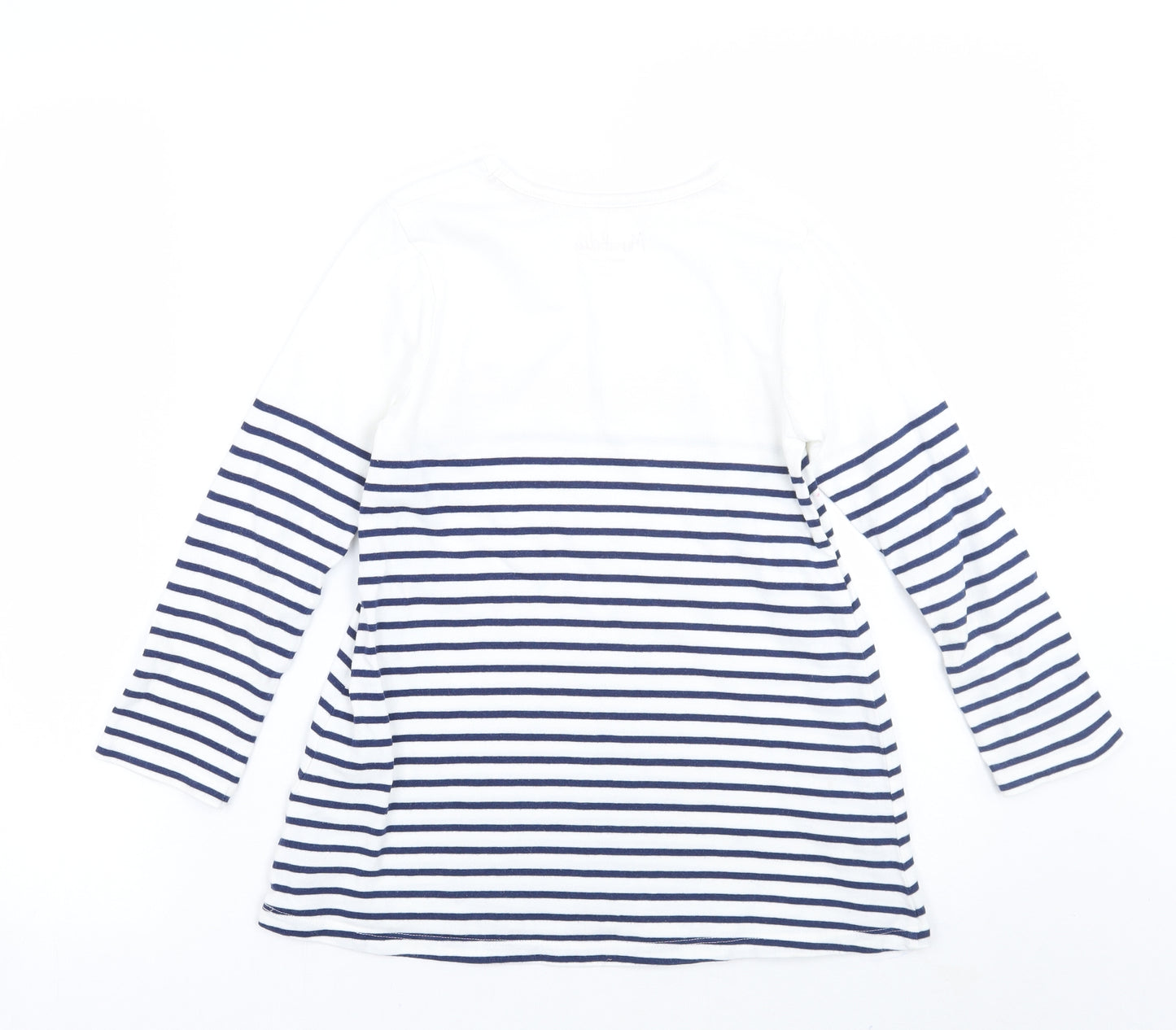 Mini Boden Girls White Striped  Basic T-Shirt Size 6-7 Years