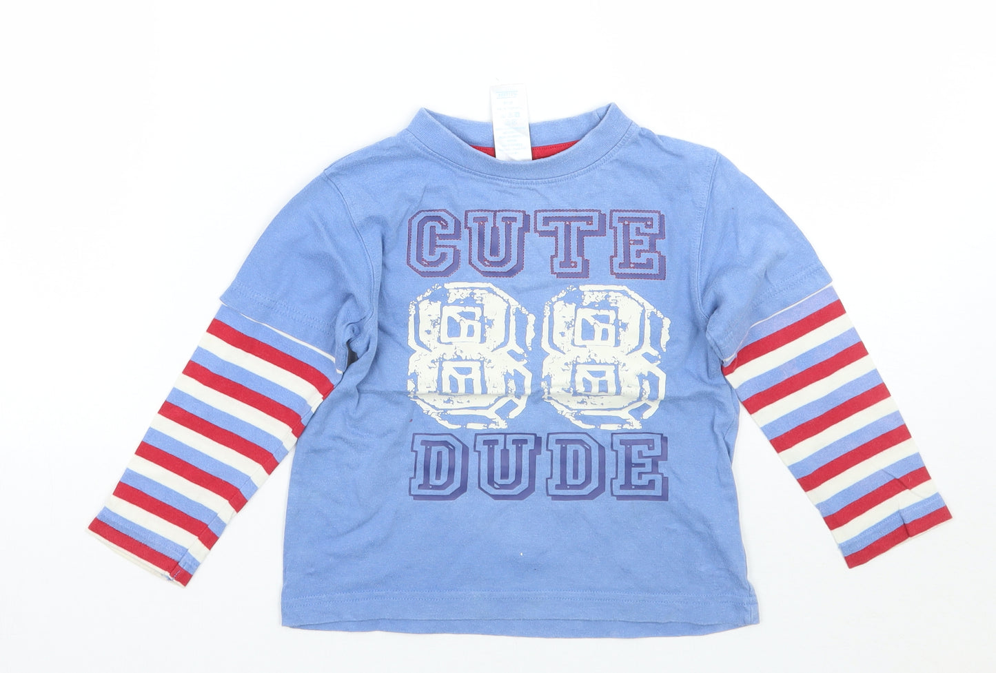 urban rascals Boys Blue Striped  Basic T-Shirt Size 2-3 Years