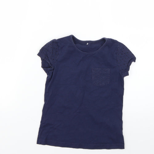 George Girls Blue   Basic T-Shirt Size 6-7 Years
