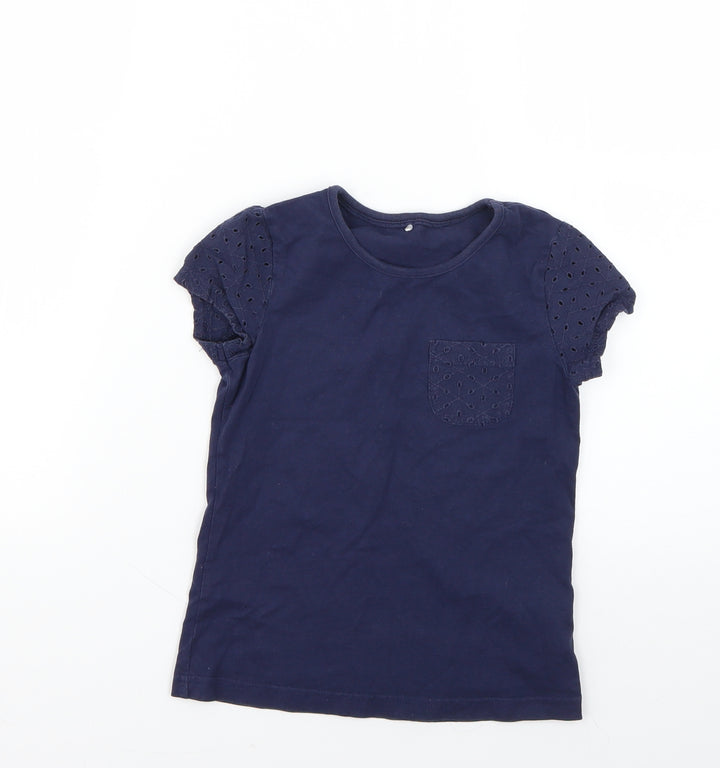 George Girls Blue   Basic T-Shirt Size 6-7 Years