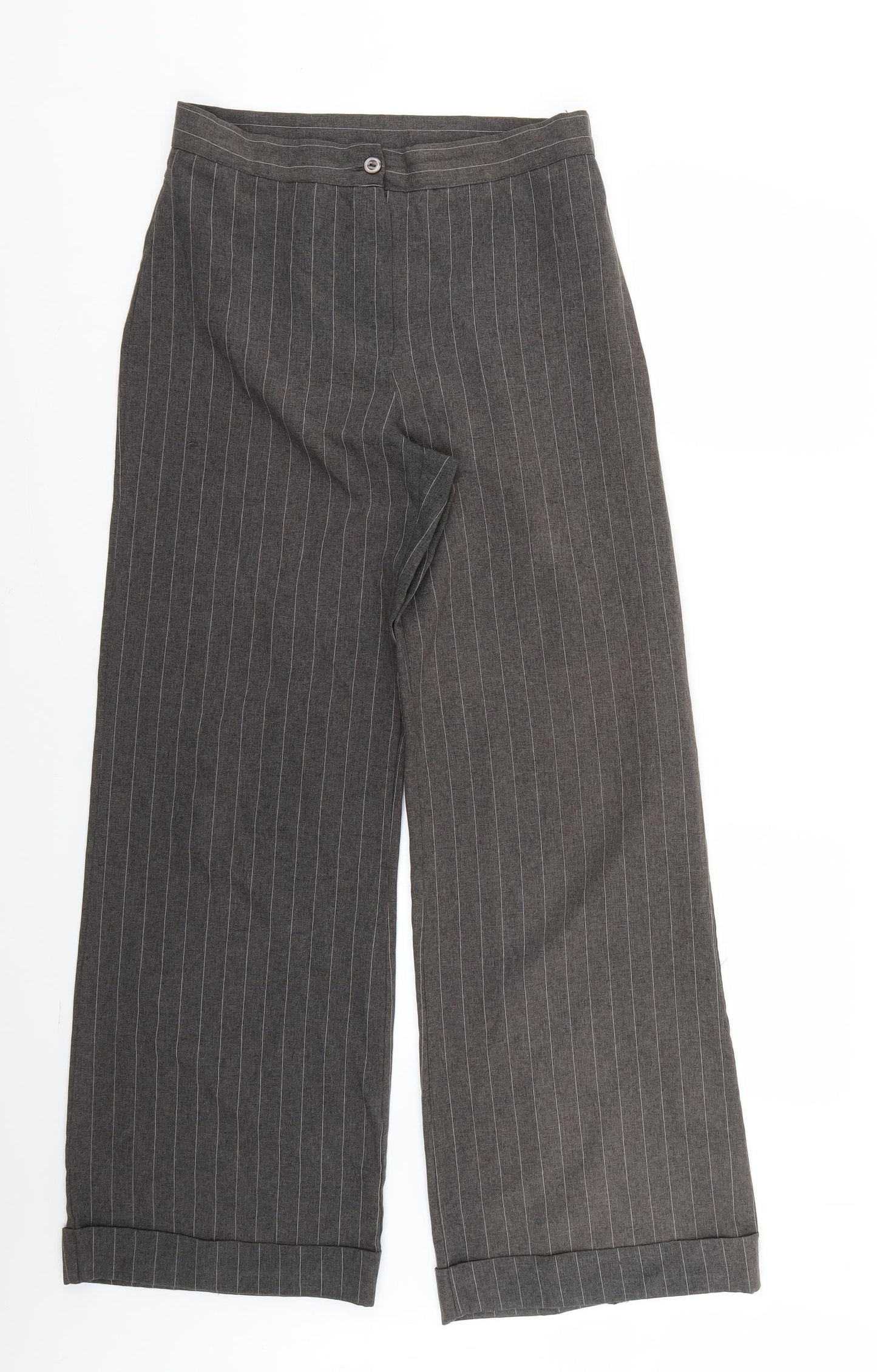 Preworn Womens Brown Striped  Trousers  Size 14 L30 in