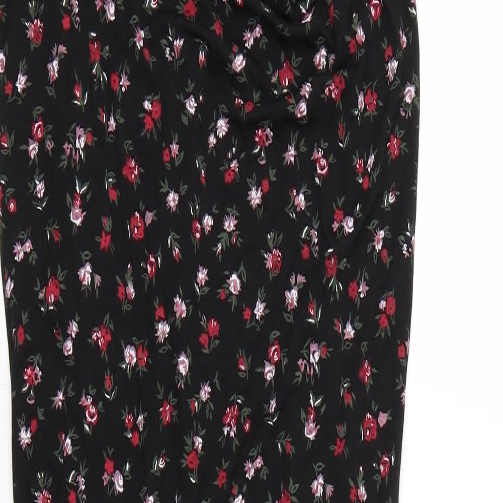 PRETTYLITTLETHING Womens Black Floral  Maxi  Size 8